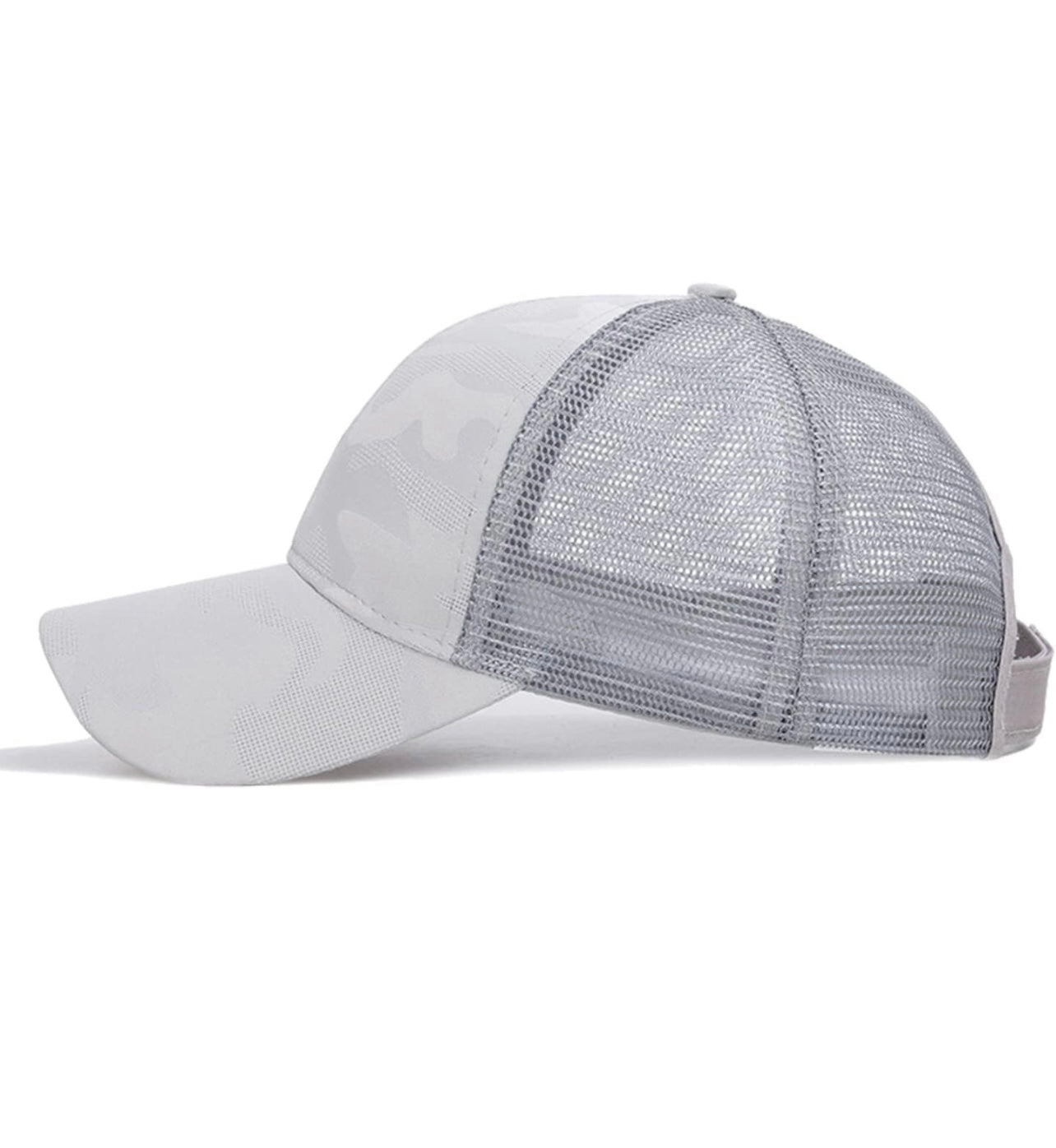 Grey Camo Plain Ponytail Cap