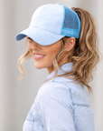 Blue Camo Plain Ponytail Cap