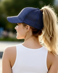NAVY Glitter Ponytail Cap