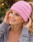 BABY PINK Ponytail Beanie