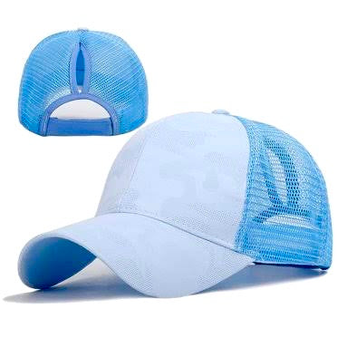 Blue Camo Plain Ponytail Cap