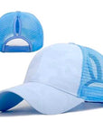Blue Camo Plain Ponytail Cap