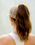 BEIGE Plain Ponytail Cap