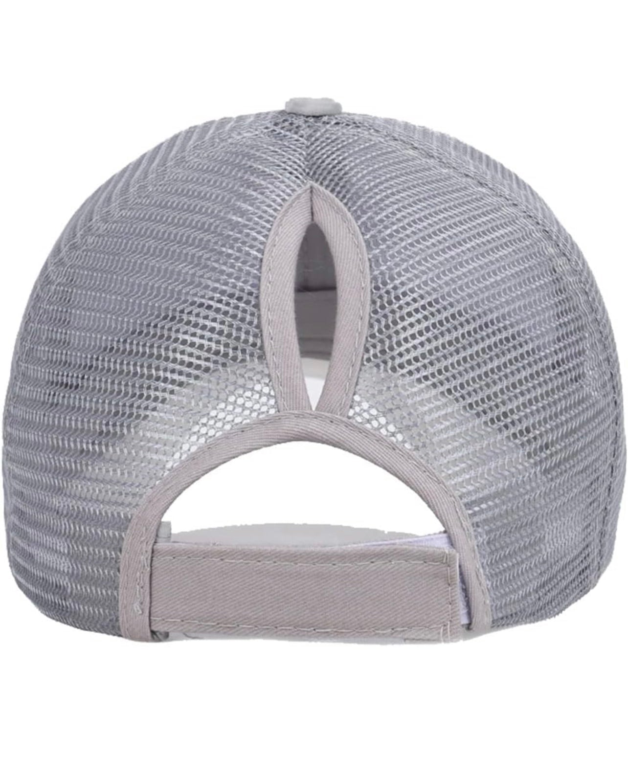 Grey Plain Ponytail Cap