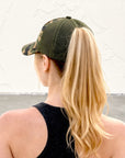 GREEN CAMO Ponytail Cap
