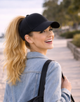 BLACK Plain Ponytail Cap