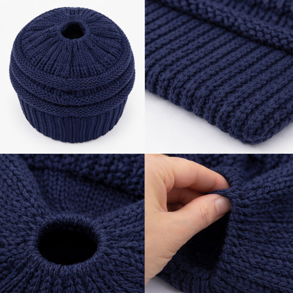 NAVY Ponytail Beanie