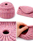 PINK CONFETTI Ponytail Beanie