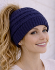 NAVY Ponytail Beanie