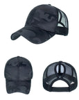 Black Camo Plain Ponytail Cap