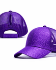 PURPLE Glitter Ponytail Cap