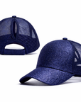 NAVY Glitter Ponytail Cap