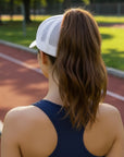 WHITE Plain Ponytail Cap