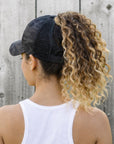 Black Camo Plain Ponytail Cap