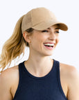 BEIGE Plain Ponytail Cap