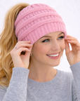 BABY PINK Ponytail Beanie