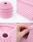 BABY PINK Ponytail Beanie