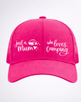 JUST A MUM π€ WHO LOVES CAMPING Ponytail Cap