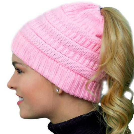 PINK Ponytail Beanie