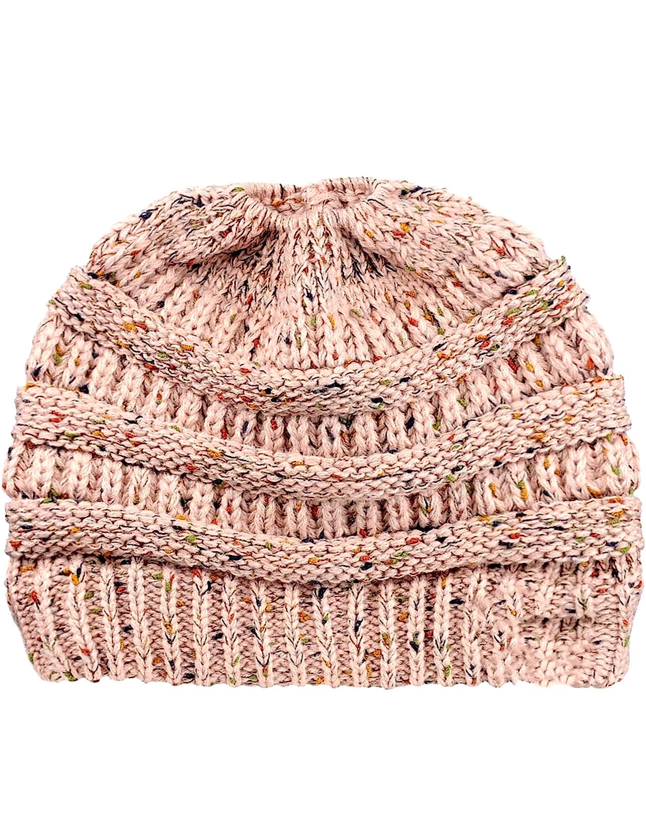 PINK CONFETTI Ponytail Beanie