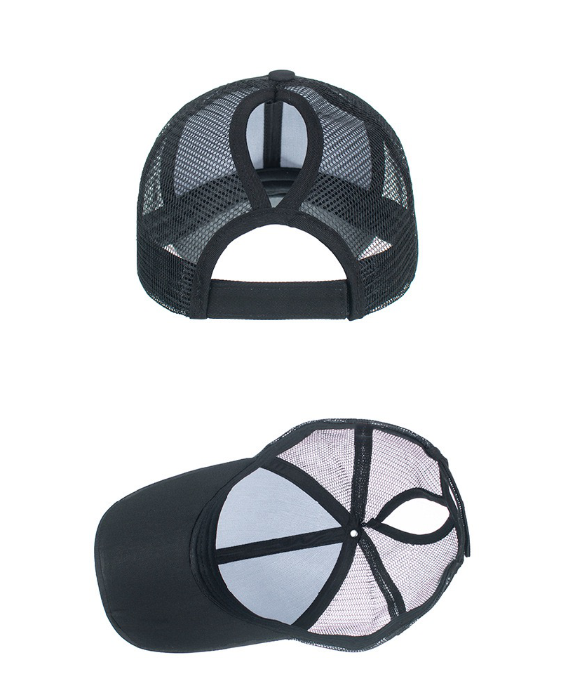 Black Camo Plain Ponytail Cap