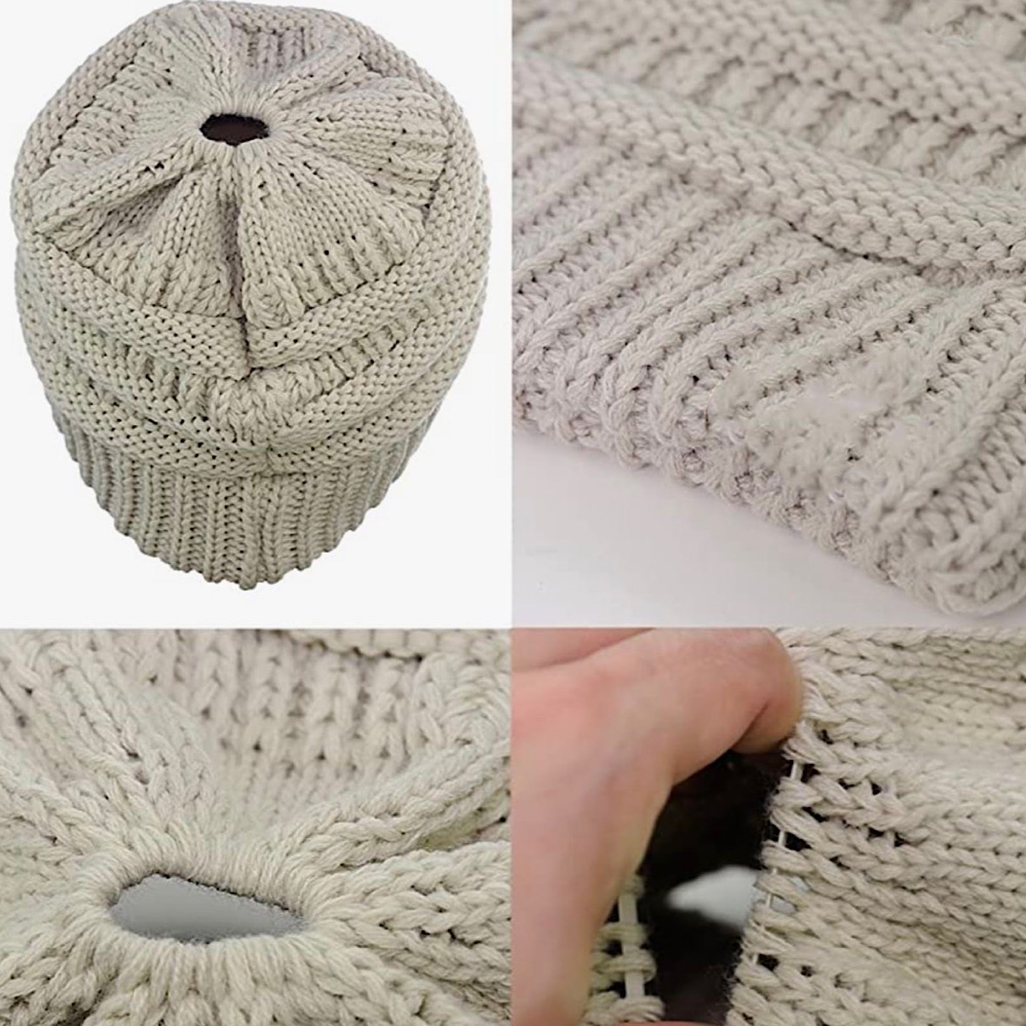 BEIGE Ponytail Beanie