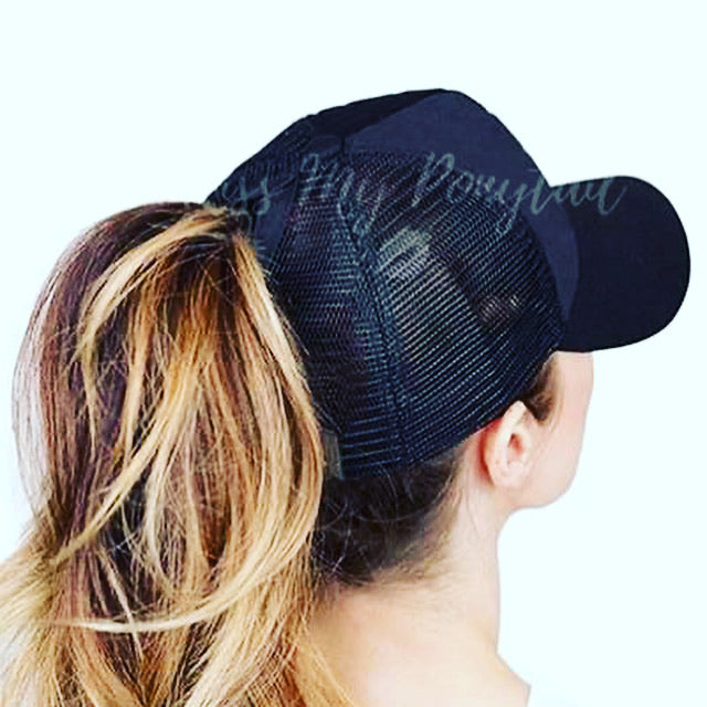 NAVY Plain Ponytail Cap