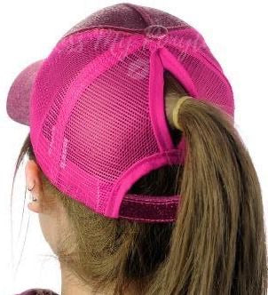 ELECTRIC PINK Glitter Ponytail Cap