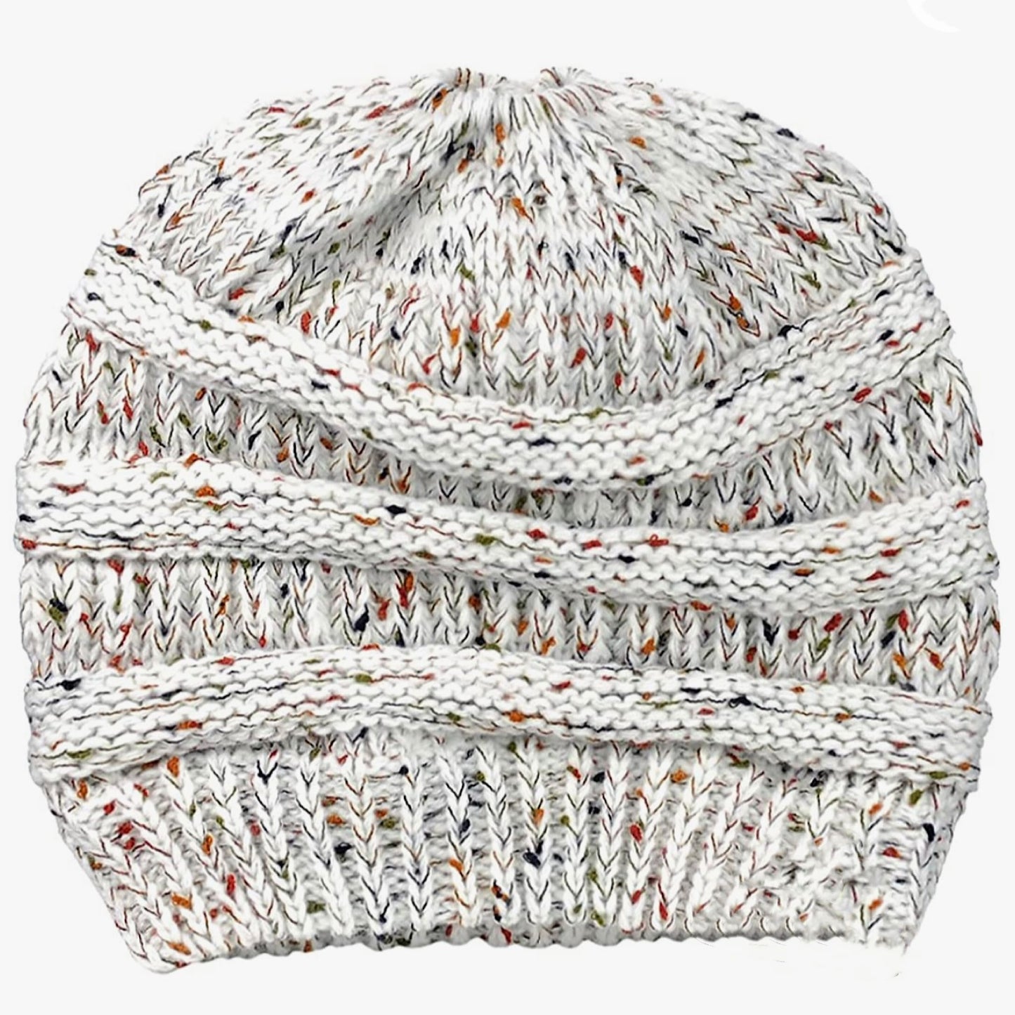 IVORY CONFETTI Ponytail Beanie