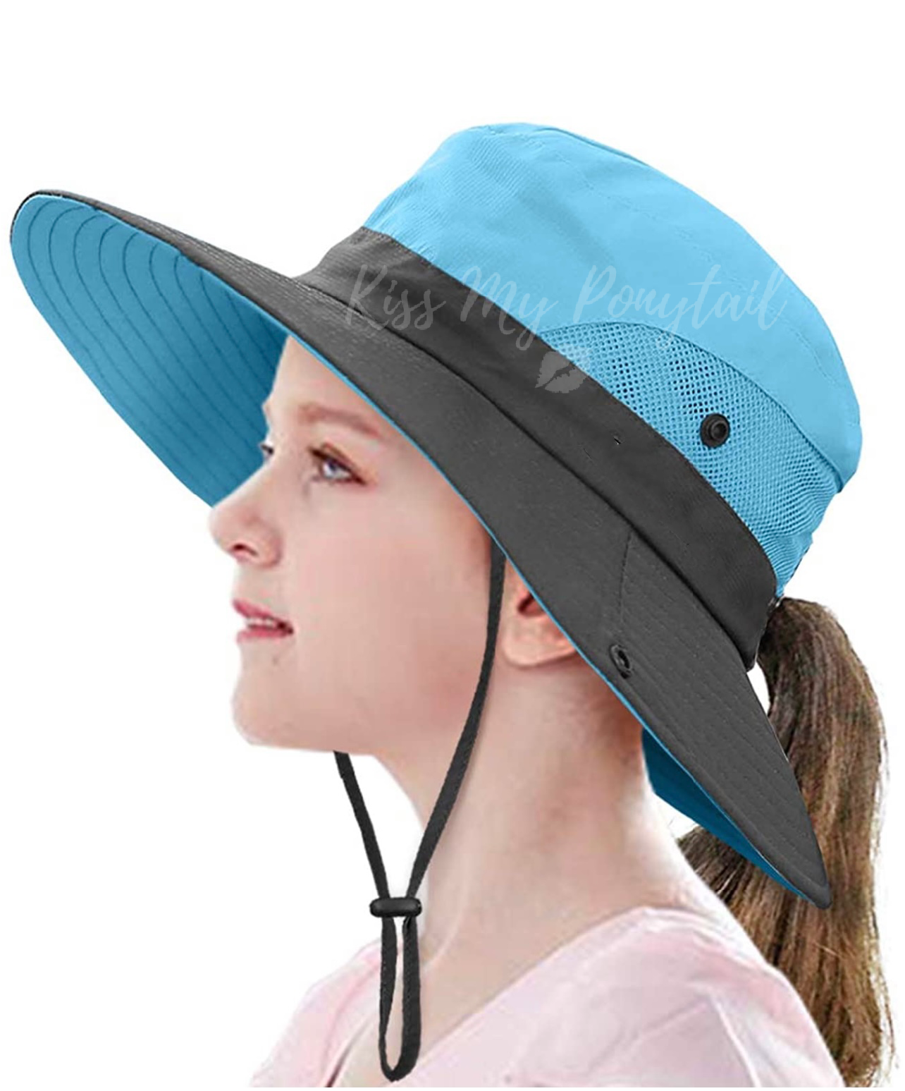 KIDS BLUE Unisex Wide Brim Hat KissMyPonytail
