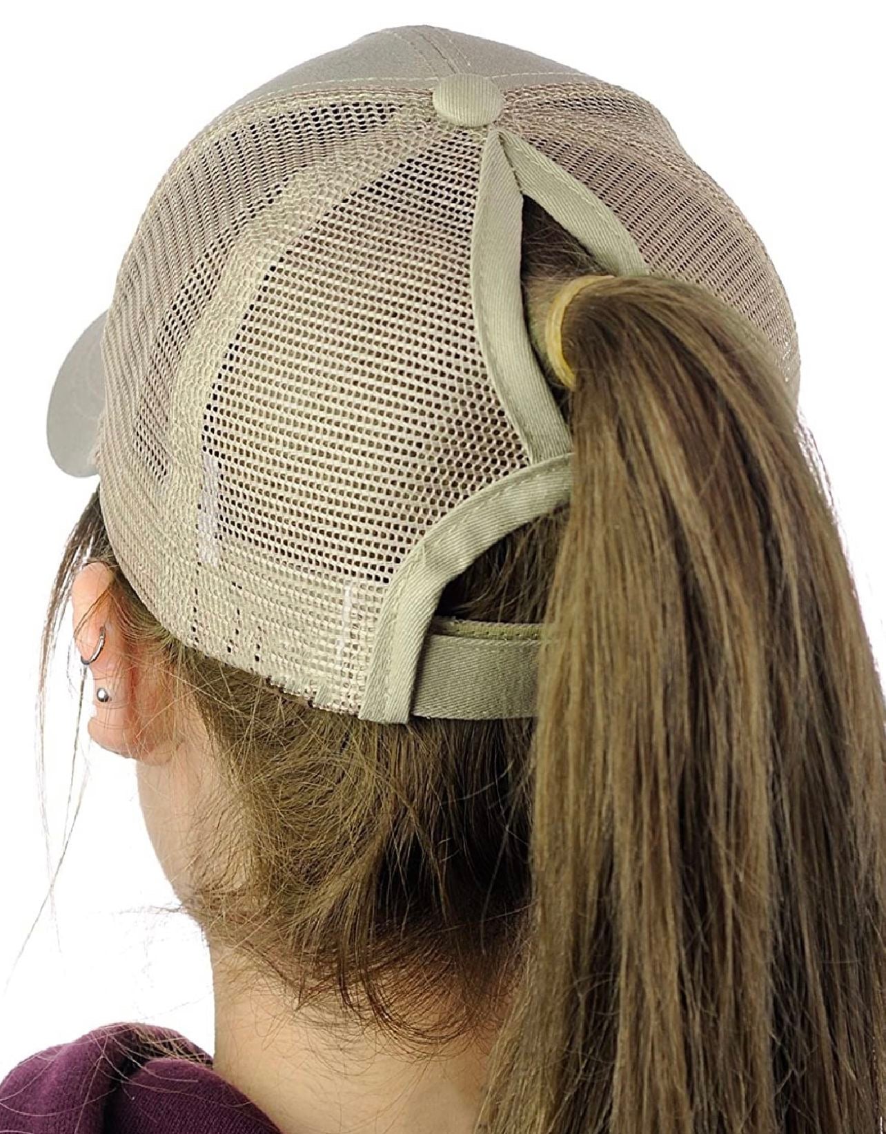 BEIGE Plain Ponytail Cap KMP