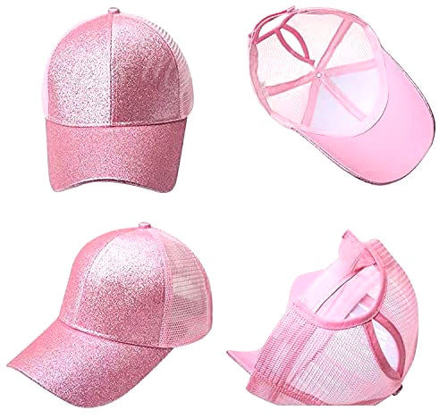 PINK Glitter Ponytail Cap
