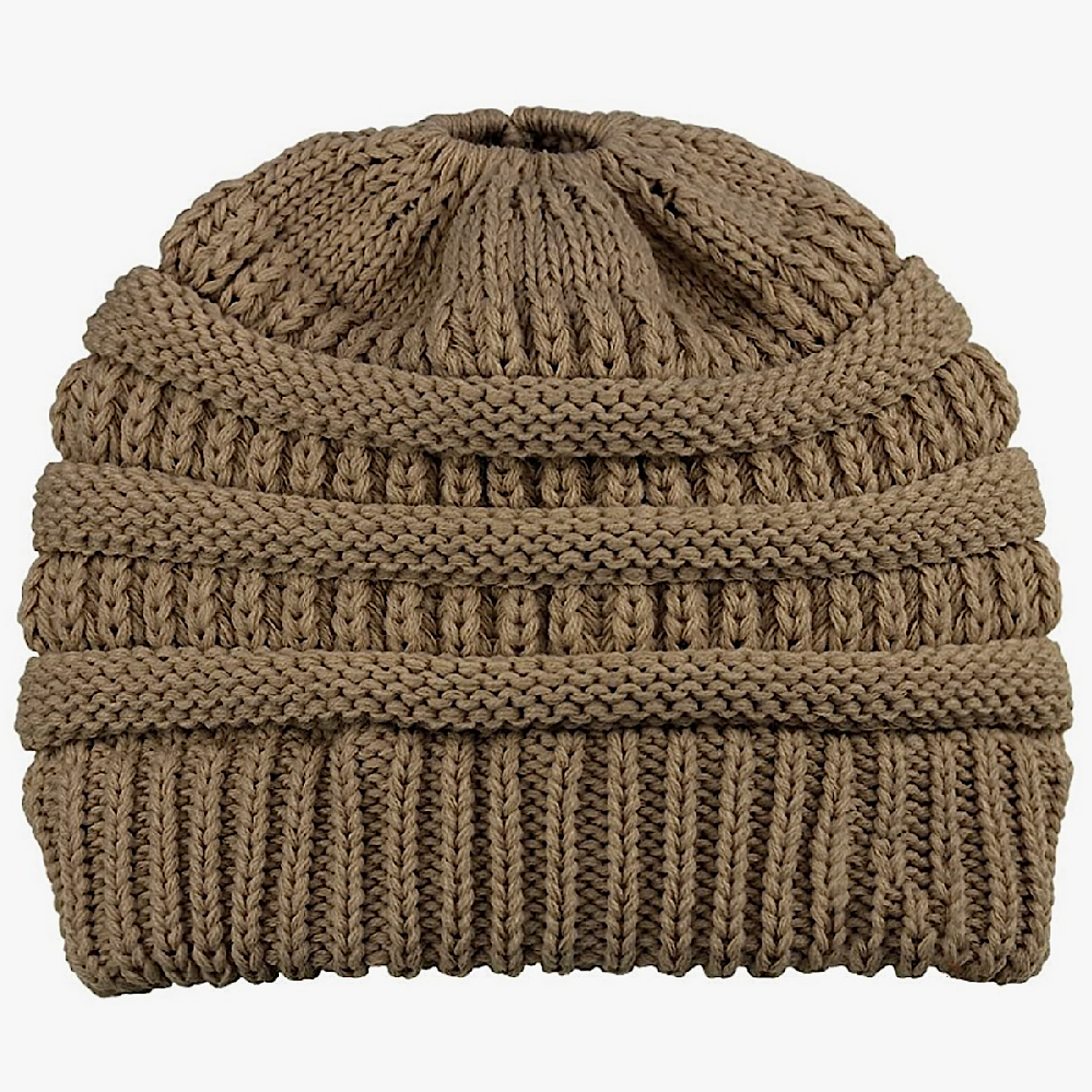 TAUPE Ponytail Beanie