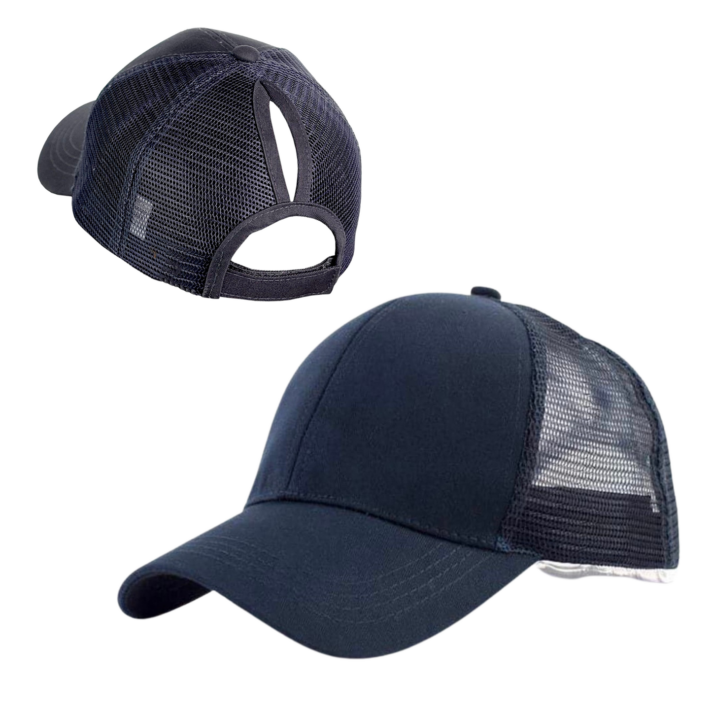 NAVY Plain Ponytail Cap