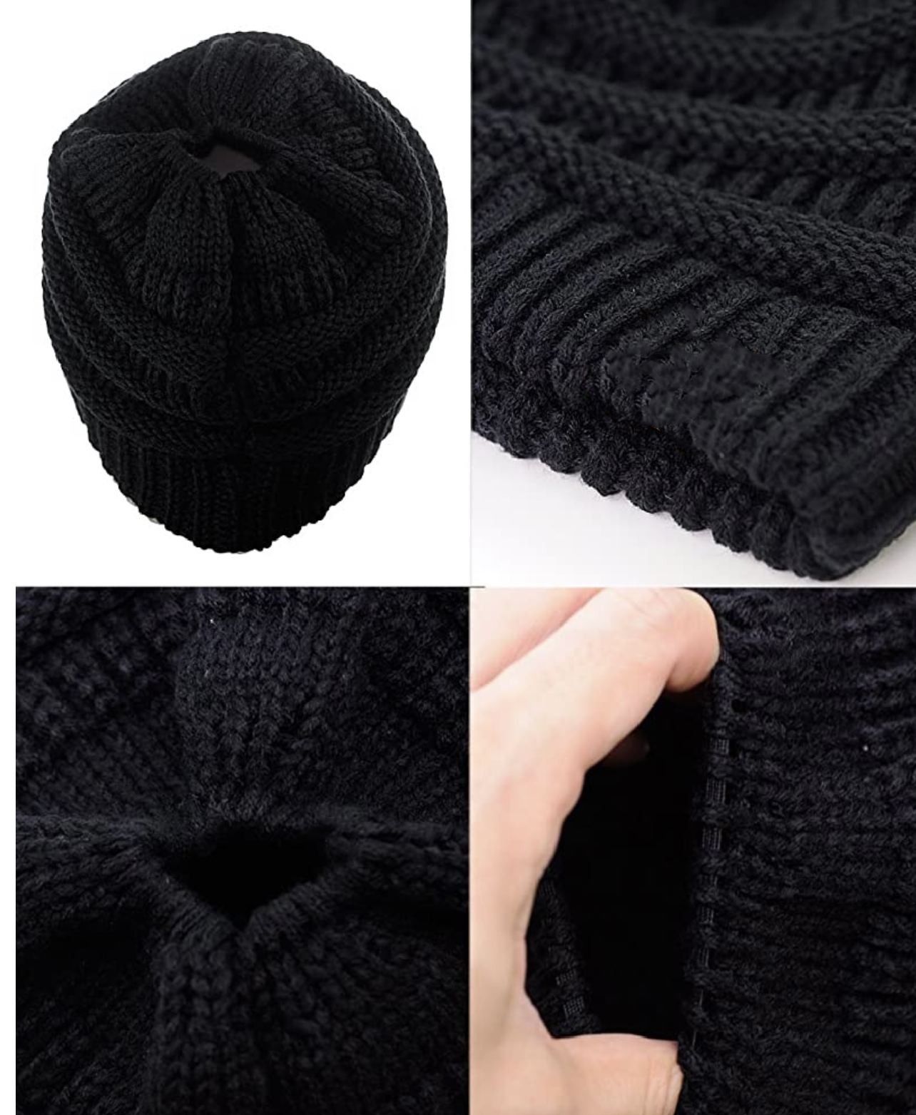 BLACK Ponytail Beanie