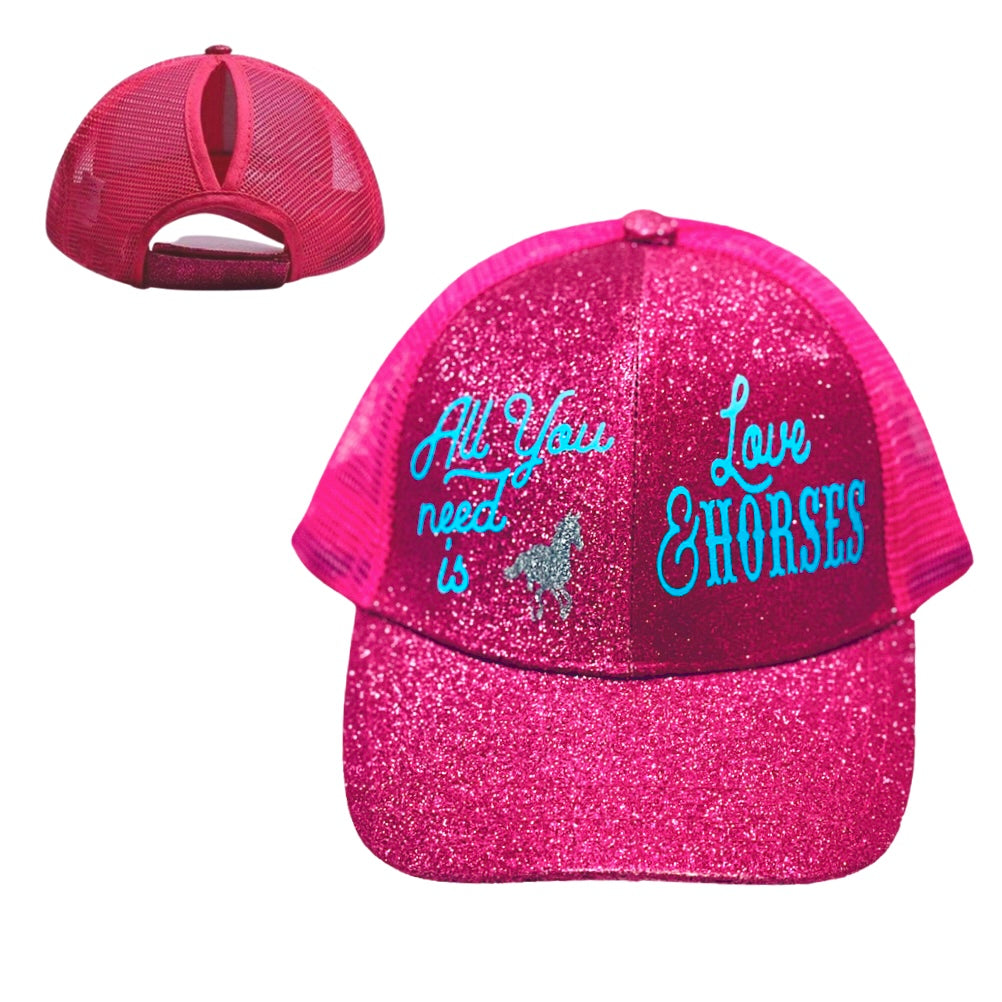 ALL YOU NEED IS LOVE & HORSES ๐ Ponytail Cap
