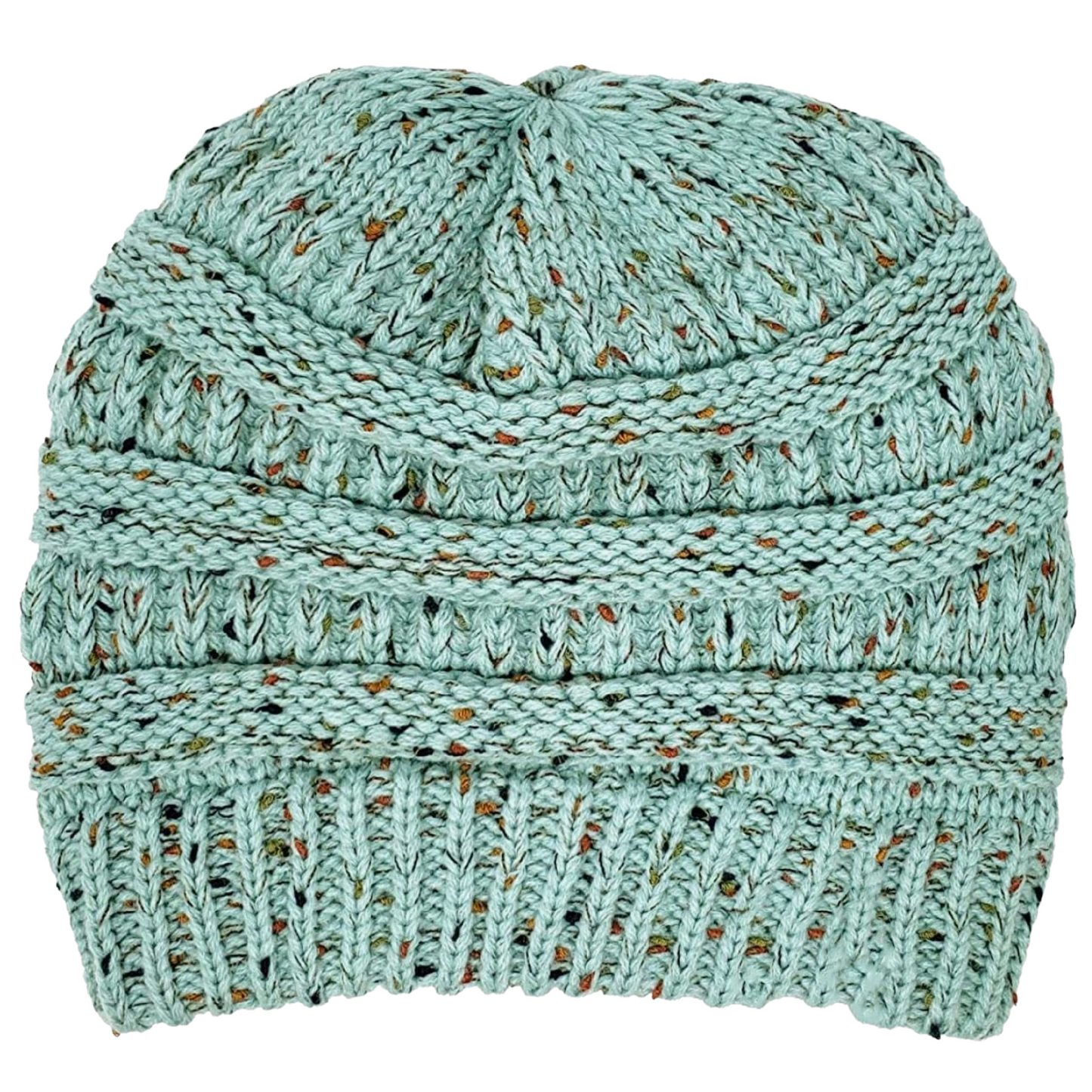 MINT CONFETTI Ponytail Beanie