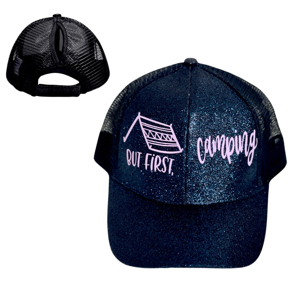 BUT FIRST CAMPING 🏕 Ponytail Cap