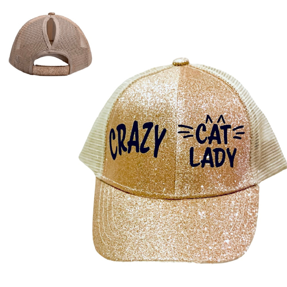 CRAZY CAT 🐈 LADY Ponytail Cap