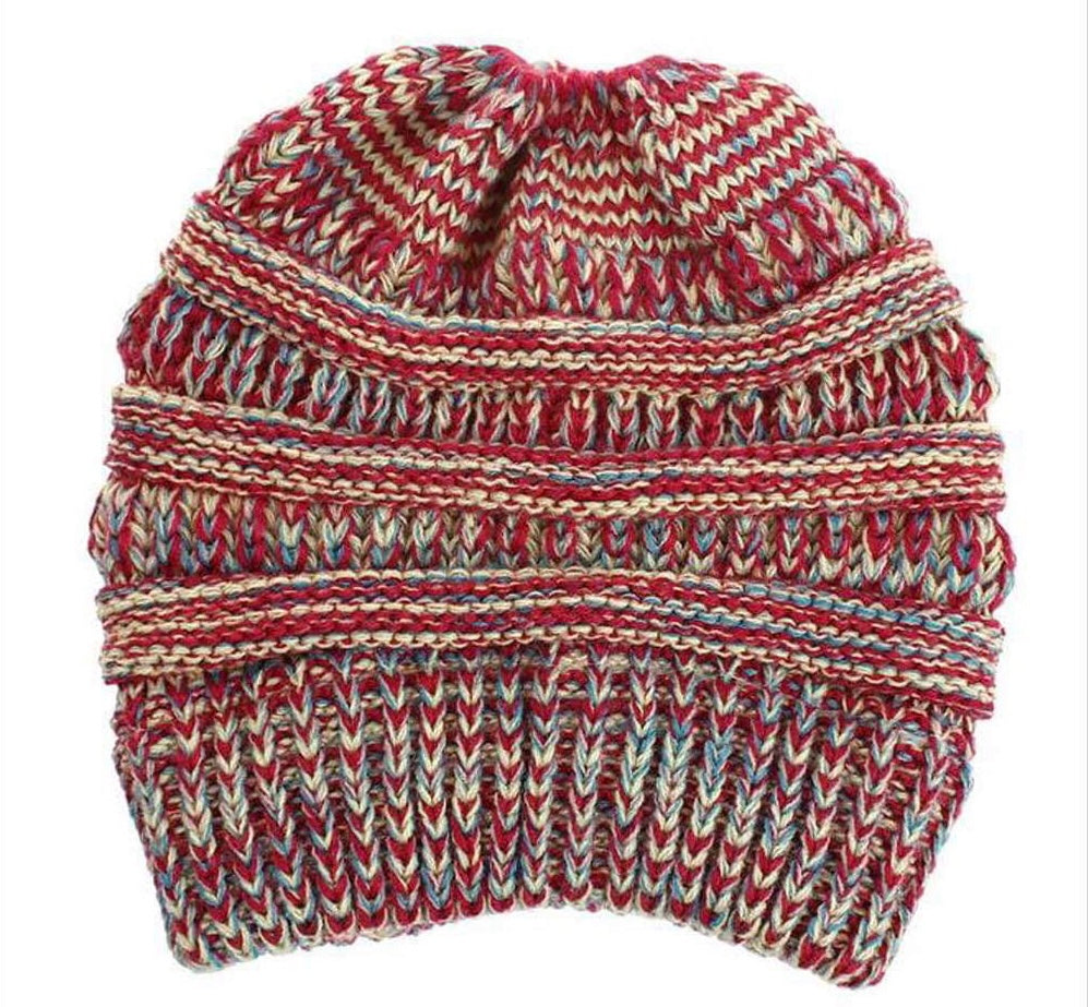 MULTI COLOURED Ponytail Beanie