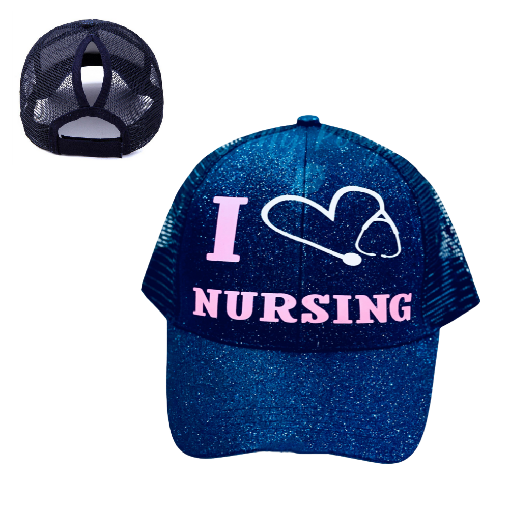 I LOVE NURSING𤱠Ponytail Cap