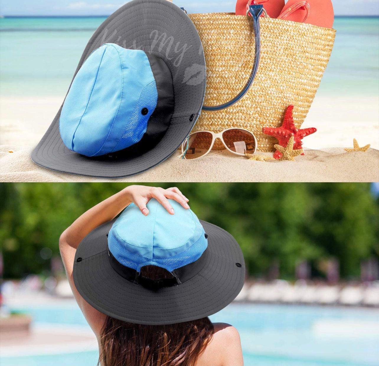 BLUE Unisex Wide Brim Hat