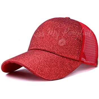 RED Glitter Ponytail Cap