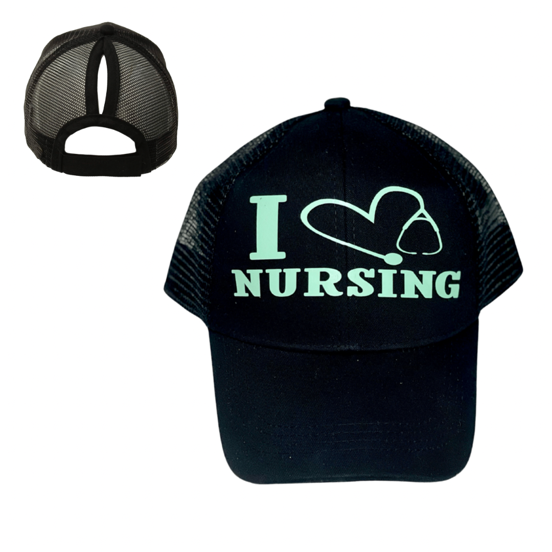 I LOVE NURSING𤱠Ponytail Cap