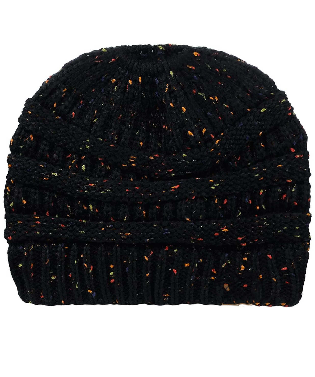 BLACK CONFETTI Ponytail Beanie