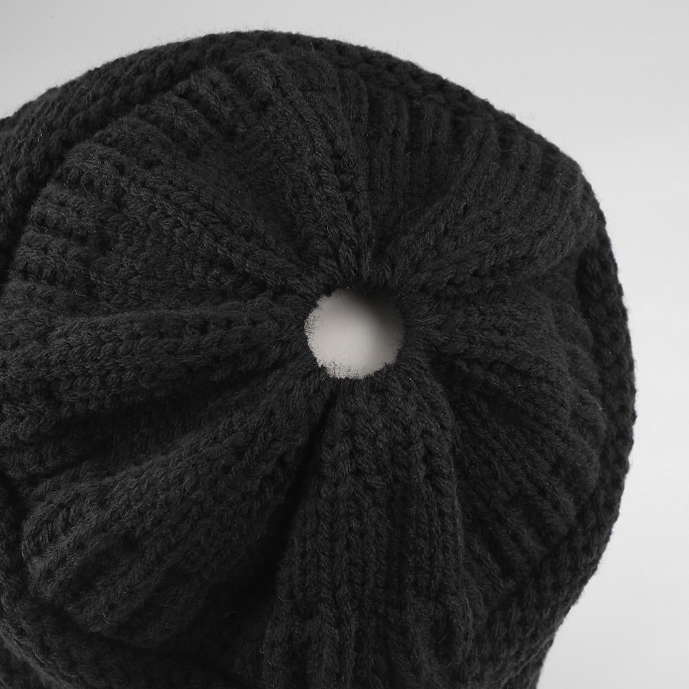 BLACK Ponytail Beanie