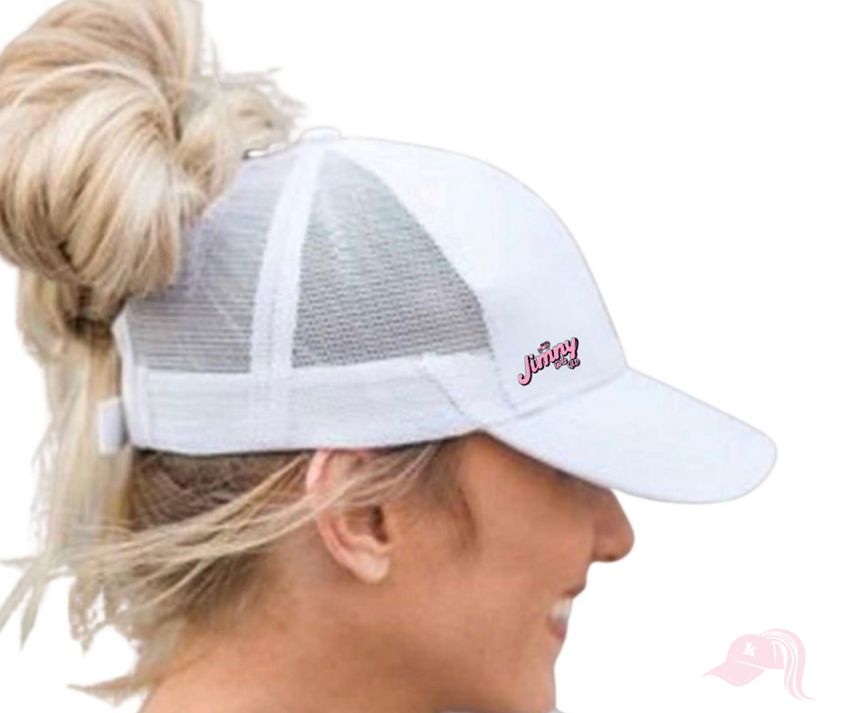 White Plain Jimny Ponytail Cap