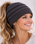 CHARCOAL Ponytail Beanie