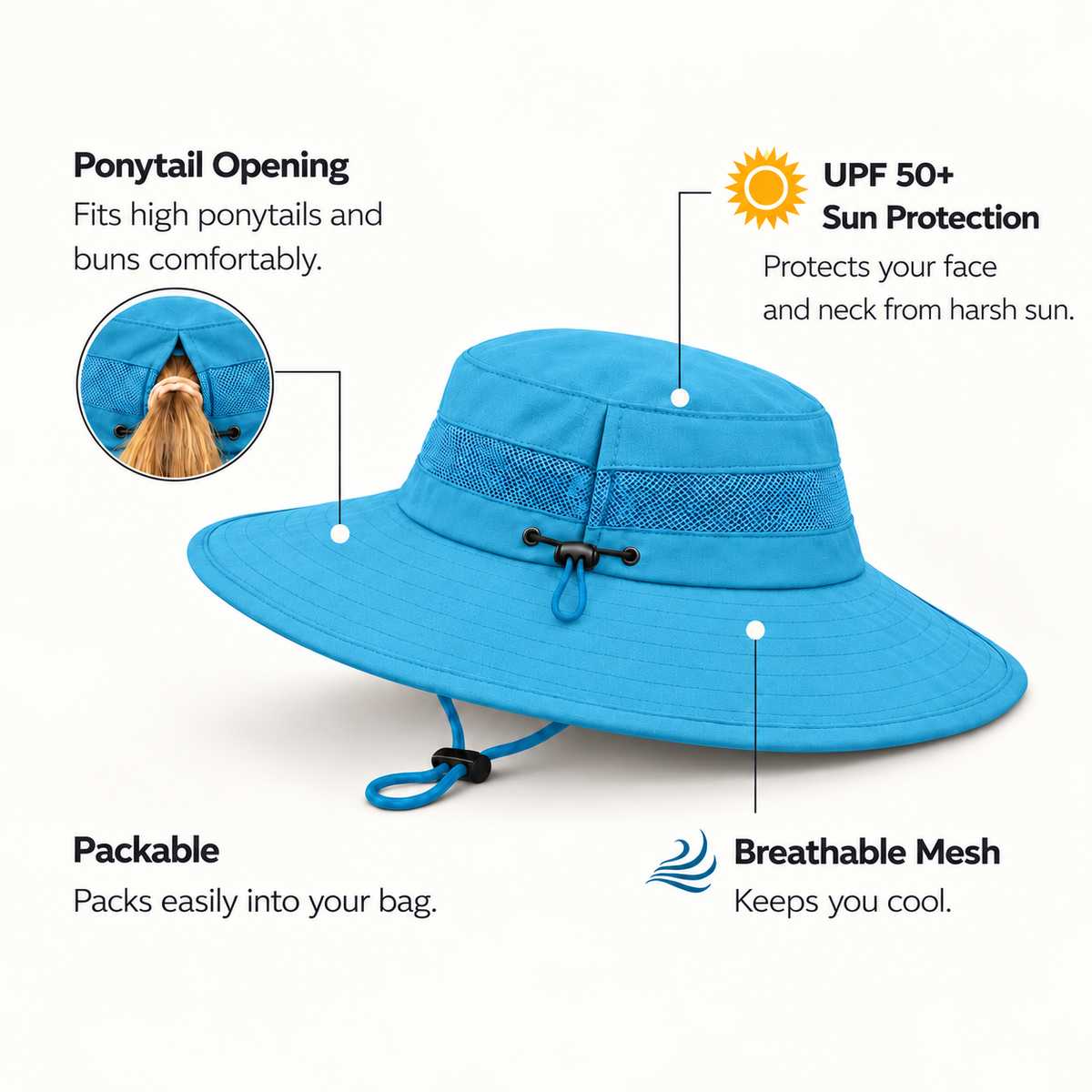 ISLAND BLUE Unisex Wide Brim Hat