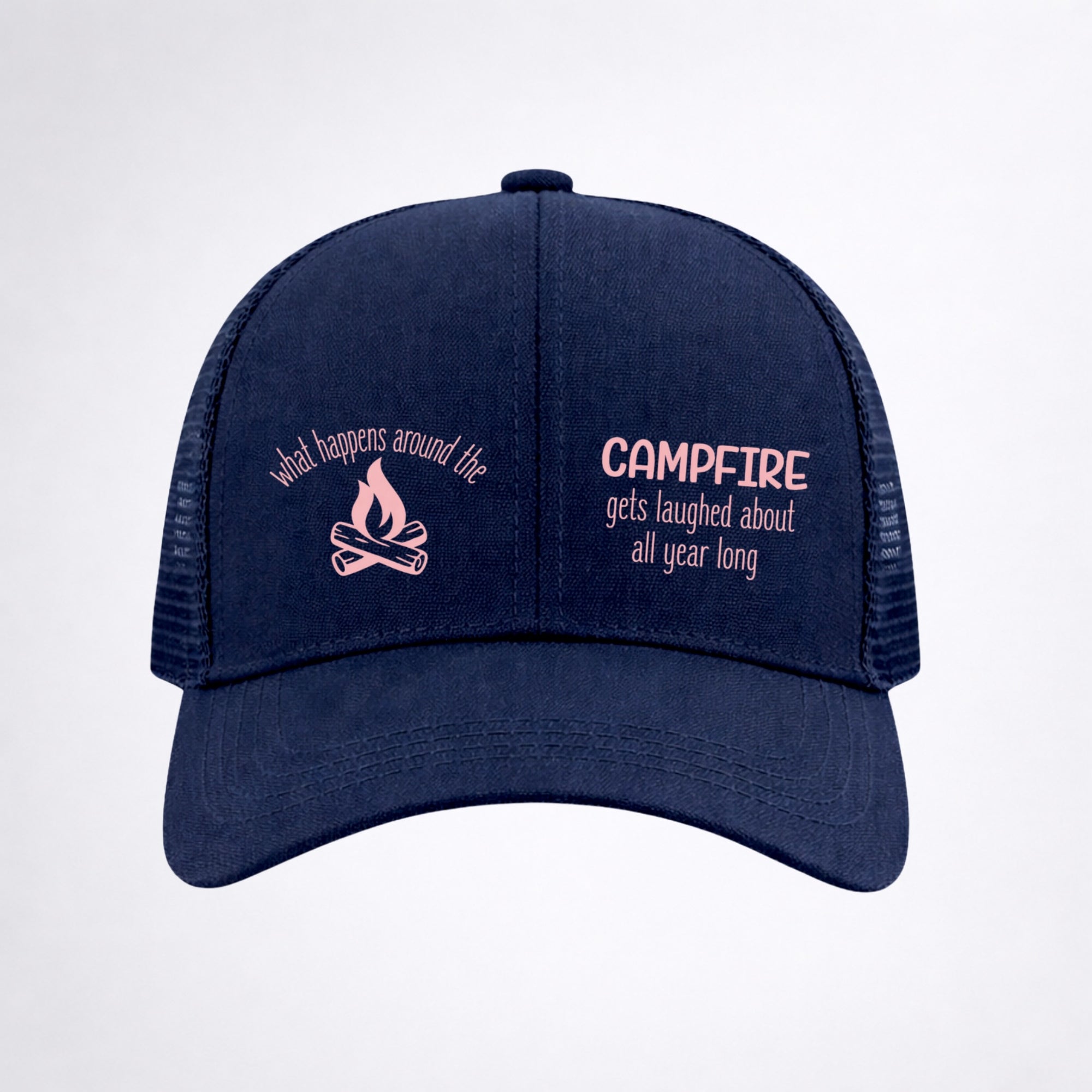 WHAT HAPPENS AROUND THE CAMPFIRE 🏕️ Ponytail Cap